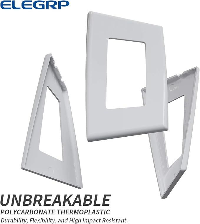 ELEGRP 1-Gang Glossy White Screwless Decorator Wall Plates, Standard Size - Image 4