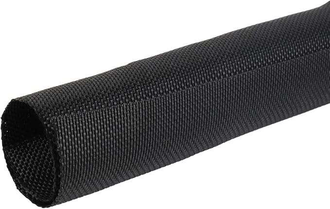 Black Braided Cable Management Sleeves Wire Loom Tubing Cord Protector by BuyUneed