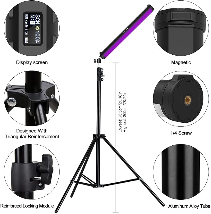 RGB Photography Light Wand Stick, 360° Full Color Portable LED Lighting Wand - Image 8