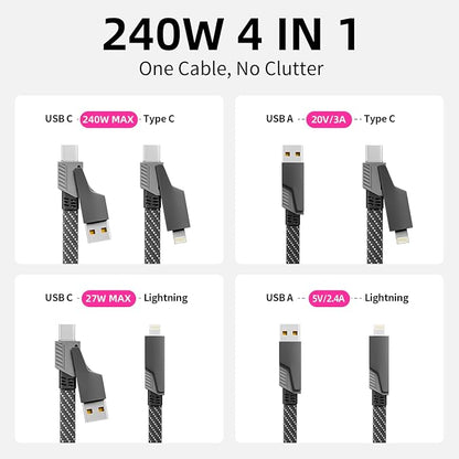 IDISON USB C Cable, 240W MAX 4 in 1 Charging Cord 5FT - Image 2