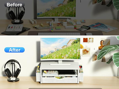 Desk Organizer and Accessories, Computer Monitor Stand Riser - Image 2