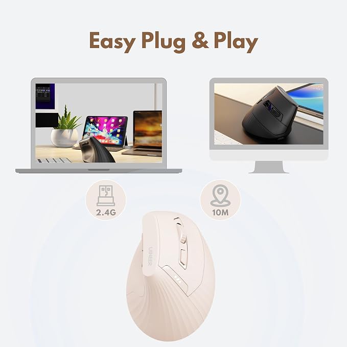 Vertical Mouse Wireless, 2.4G Rechargeable Mouse - Image 2