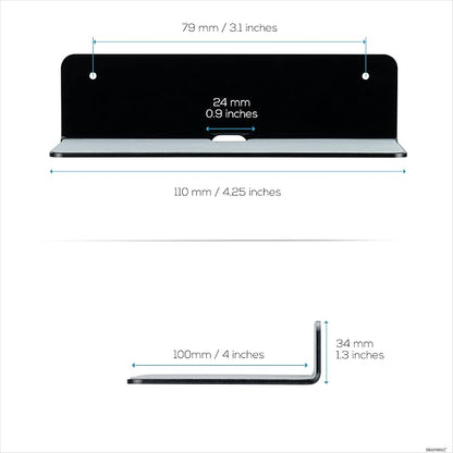 BRAINWAVZ 2-Pack 4” Small Floating Shelf Bluetooth Speaker Stand, Adhesive & - Image 3