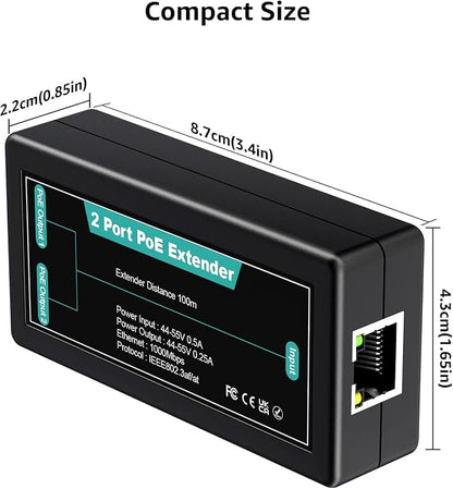 VIMIN 2-Port Gigabit PoE Extender, 1 in 2 Out Indoor PoE Repeater Support - Image 7