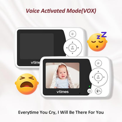 VTimes Baby Monitor with Camera and Audio, No WiFi, 2.4" LCD Screen, Two-Way - Image 5