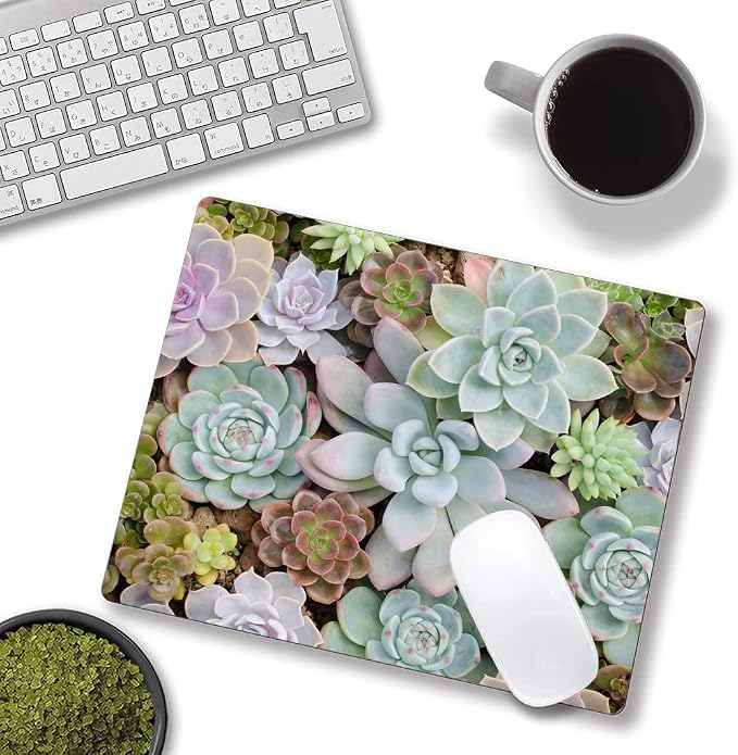 Mouse Pad, Cute Succulent Cactus Plants Mouse Pads, Square Washable Cloth - Image 4