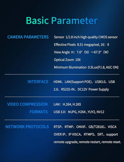 FEELWORLD 4K10X PTZ Camera 4K Resolution 10X USB HDMI - Image 9