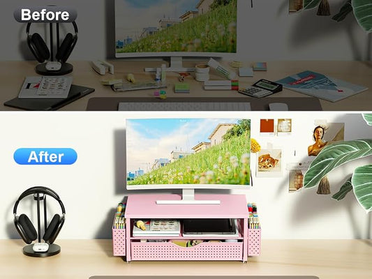 Desk Organizer and Accessories, Computer Monitor Stand Riser - Image 2
