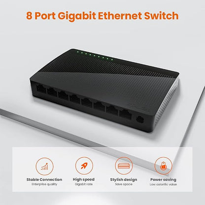 Tenda SG108, 8-Port Gigabit Ethernet Switch, Unmanaged Network Hub, Ethernet - Image 2
