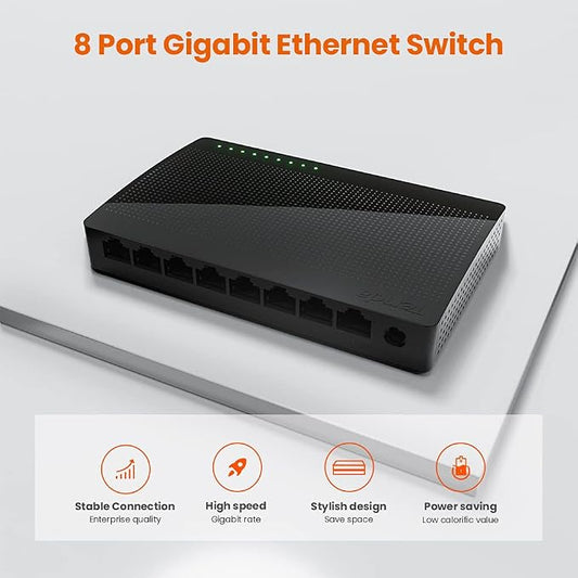 Tenda SG108, 8-Port Gigabit Ethernet Switch, Unmanaged Network Hub, Ethernet - Image 2