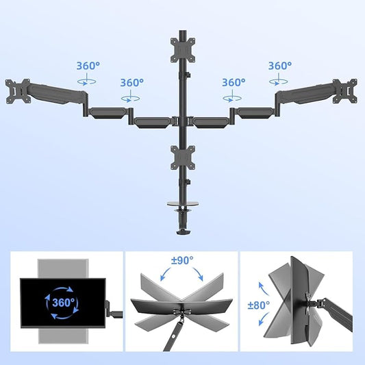 Pholiten Quad 4 Monitor Arm Desk Mount - Image 2