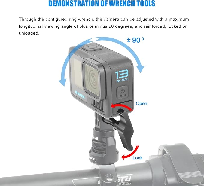 Bike Handlebar Mount for GoPro, 360 Degree Aluminium Alloy Motorbikes Round - Image 5