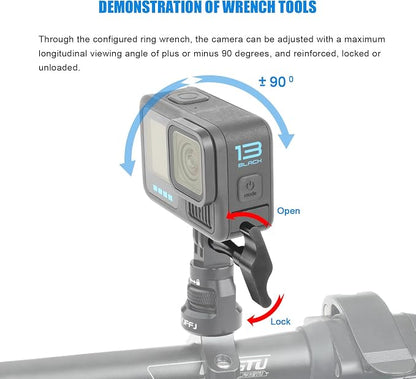 Bike Handlebar Mount for GoPro, 360 Degree Aluminium Alloy Motorbikes Round - Image 5