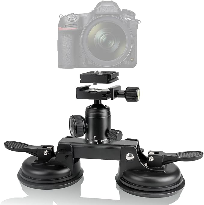Professional Heavy Duty DSLR Mirorrless Camera Suction Cup Car Mount Camcorder by Fantaseal