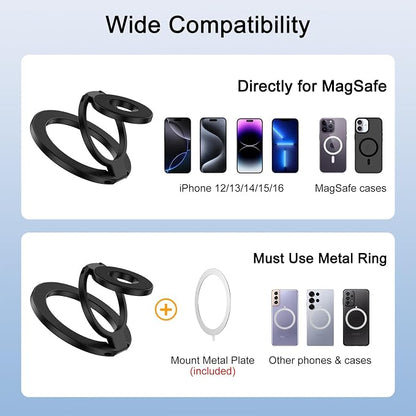 3-Fold Magnetic Phone Ring Holder, Double-Sided MagSafe Phone Grip & Stand - Image 4