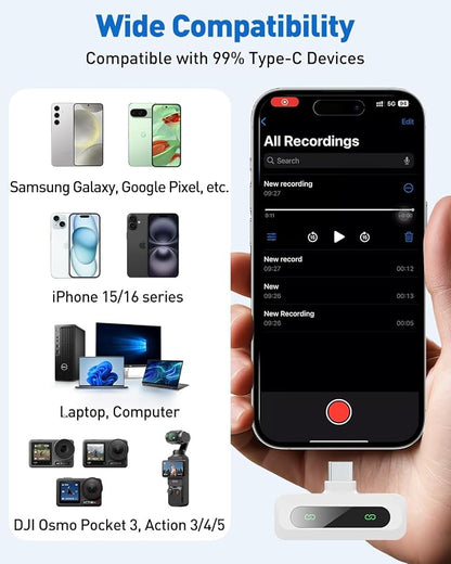 USB C Lavalier Microphone Wireless Mini Mic - Image 6