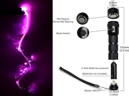 AZIMOM LED Fiber Optic Dance Whip Space Whip 6ft 360° Swivel 40Display Battery - Image 4