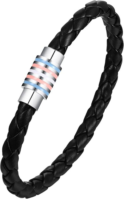 Nanafast Titanium Stainless Steel Rainbow LGBT Pride Bracelet Handmade Braided by Nanafast