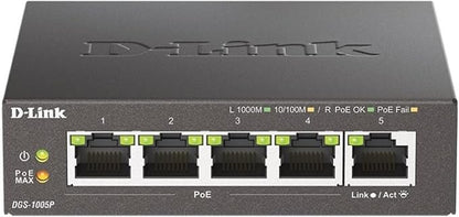 D-Link 5-Port Gigabit PoE+ Unmanaged Ethernet Switch, by D-Link