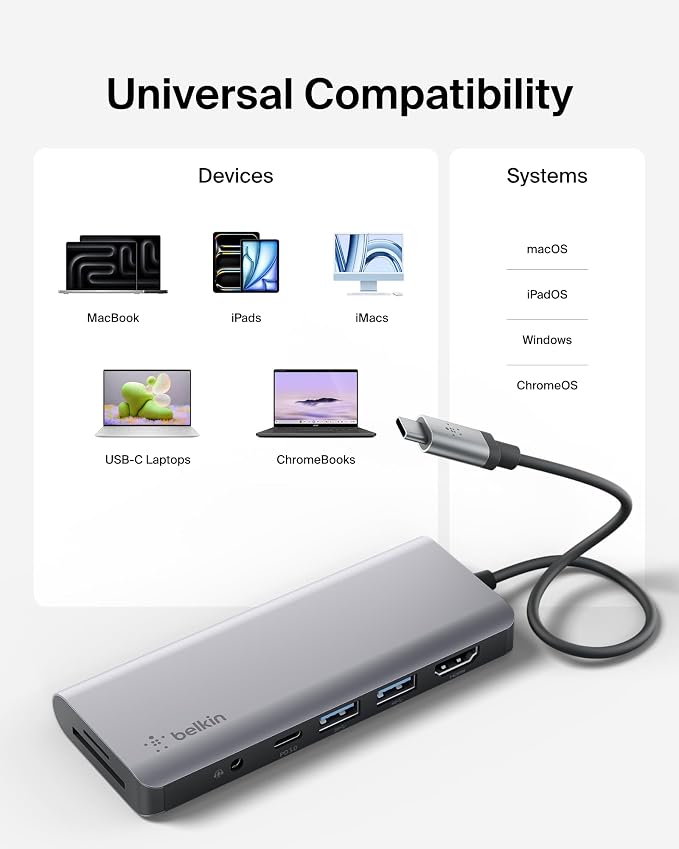 Belkin USB-C Hub, 7-in-1 MultiPort Docking Station - Image 7