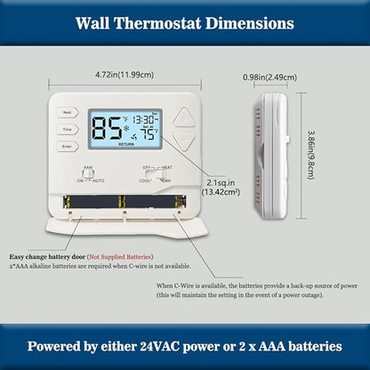 Thermostat for Heat Pump, NonProgrammable Thermostat for Home, Conventional - Image 4