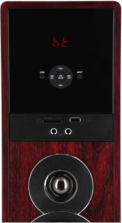 Rockville TM80C Powered Home Theater Tower Speaker System, Cherry Wood - Image 3