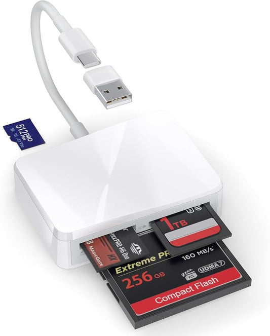 SD Card Reader, 4 in 1 USB C to CF/SD/TF/MS Card Reader by RRSITIAU