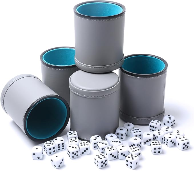 5 Pack PU Leather Dice Cups Felt Lining Quiet Shaker by TOPTAN
