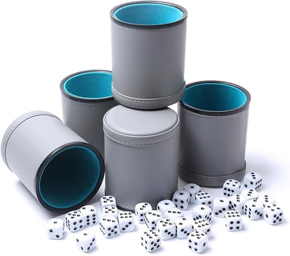 5 Pack PU Leather Dice Cups Felt Lining Quiet Shaker by TOPTAN