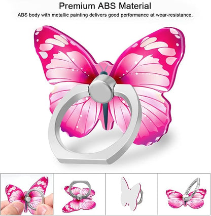 Bonoma Cute Butterflies Phone Ring Holder, 3 Pack Universal Finger Ring Stand - Image 2