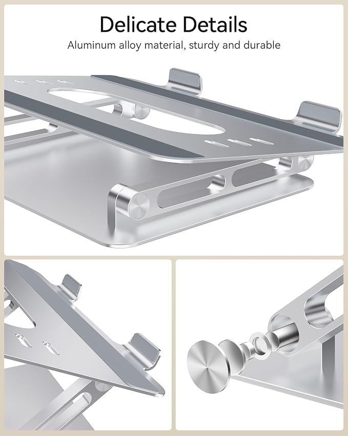 Foldable Aluminum Laptop Stand for 10-17.3" Laptops, Height Adjustable Portable - Image 7