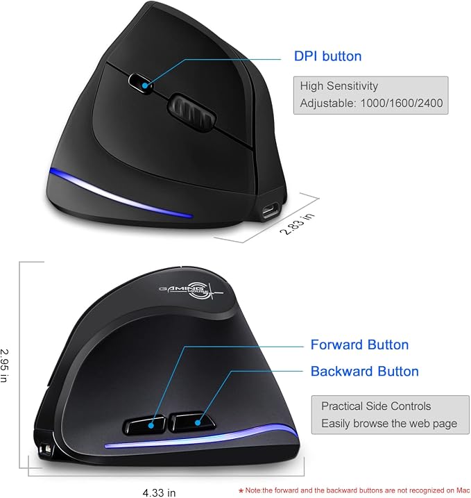 TRELC Ergonomic Mouse, 2.4G Wireless Vertical Optical Mouse - Image 5