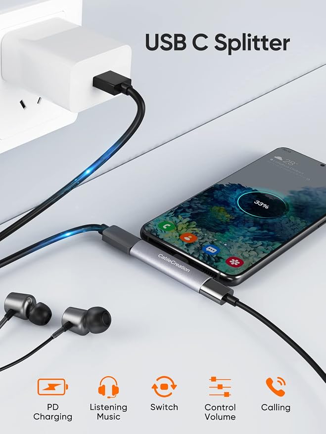 CableCreation USB C Splitter, 2-in-1 USB C Audio and PD Charging Adapter - Image 4