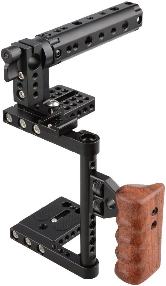 CAMVATE DSLR Camera Cage Top Handle Wood Grip Compatible - Image 7
