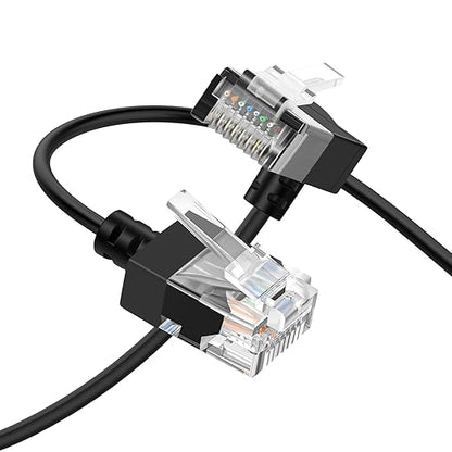 Cat6A Ethernet Cable 90 Degree Downward Angled 15FT, Flexible Slim & Ultra Thin by Thzzhnno