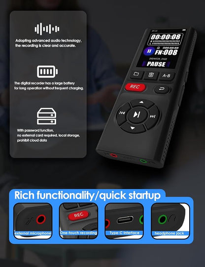 64GB Jaswill Digital Voice Recorder - Image 7