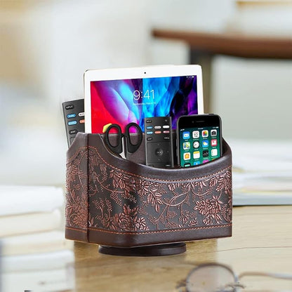 Fanousy 360° Rotating Remote Control Holder, PU Leather TV Remote Caddy - Image 7