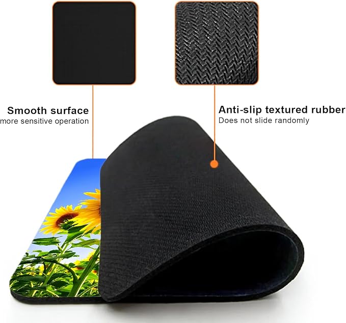 Mouse Pad, Cute Sunflower Plants Floral Mouse Pads - Image 3