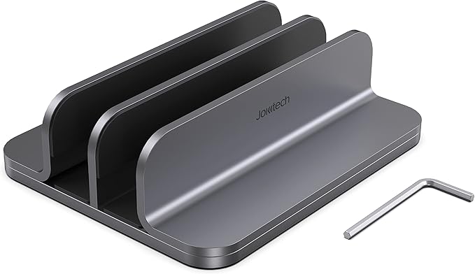 Dual Aluminum Vertical Laptop Stand Organizer, Sturdy Notebook Computer Holder - Image 5