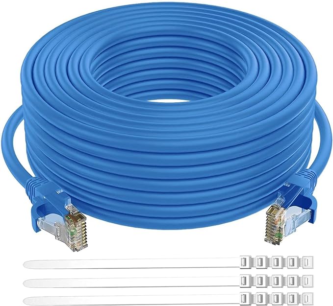 Adoreen Cat 6 Ethernet Cable 75 Ft-Blue, Outdoor & Indoor Snagless Long Round by Adoreen