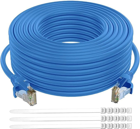 Adoreen Cat 6 Ethernet Cable 40 Ft-Blue, Outdoor & Indoor Snagless Long Round by Adoreen