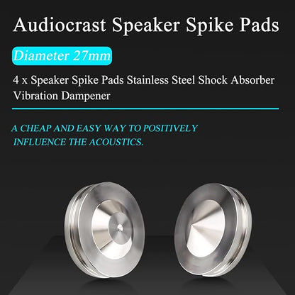 Audiocrast 4X HiFi Speaker Spikes, Isolation Stand Feet Pad, Stainless Steel - Image 3