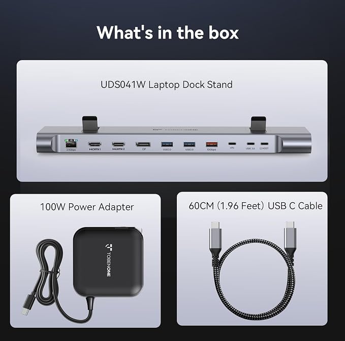 TobenONE USB-C Docking Station 3 Monitors & Dual Monitor, Laptop Dock Stand - Image 9