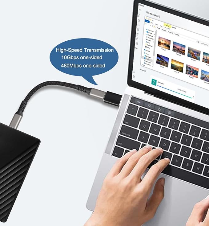 USB A Male to USB C Female OTG Adapter, USB 3.2 GEN2 10Gbps One-Sided - Image 4