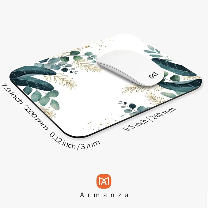Square Mouse Pad Green Leaves, Personalized Premium-Textured Custom Mouse Mat - Image 2