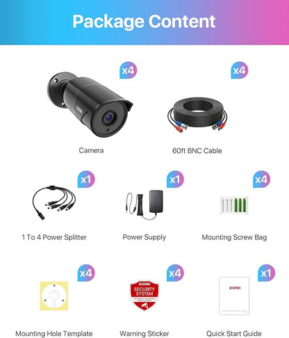ZOSI 4 Pack 1080p Home Security Cameras - Image 9