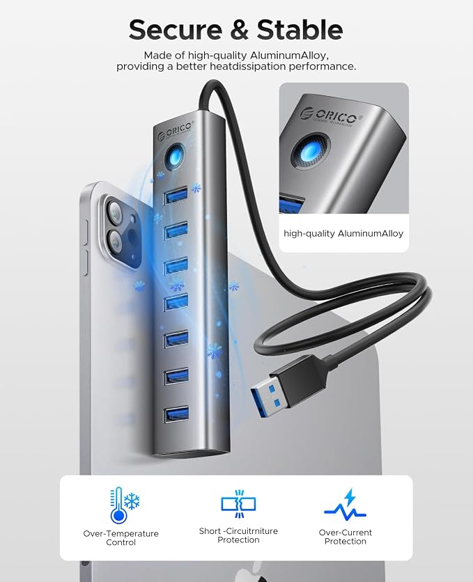 ORICO Aluminum 7-Port USB Hub - Image 7