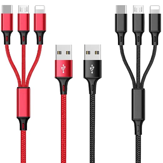 Multi Charging Cable, 4ft 2Pack Multi Phone Charger Cable Braided Universal 3 by Souina