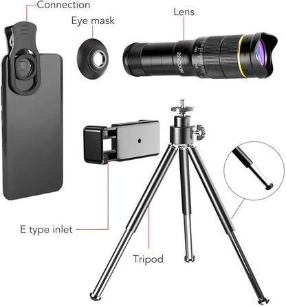 Portable 32X Phone Camera Lens HD Zoom Lens Clip On, Double Adjustment Eyepiece - Image 4