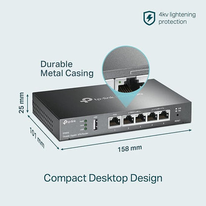 TP-Link ER605 V2 Wired Gigabit VPN Router, SPI Firewall SMB Router, Omada SDN - Image 7